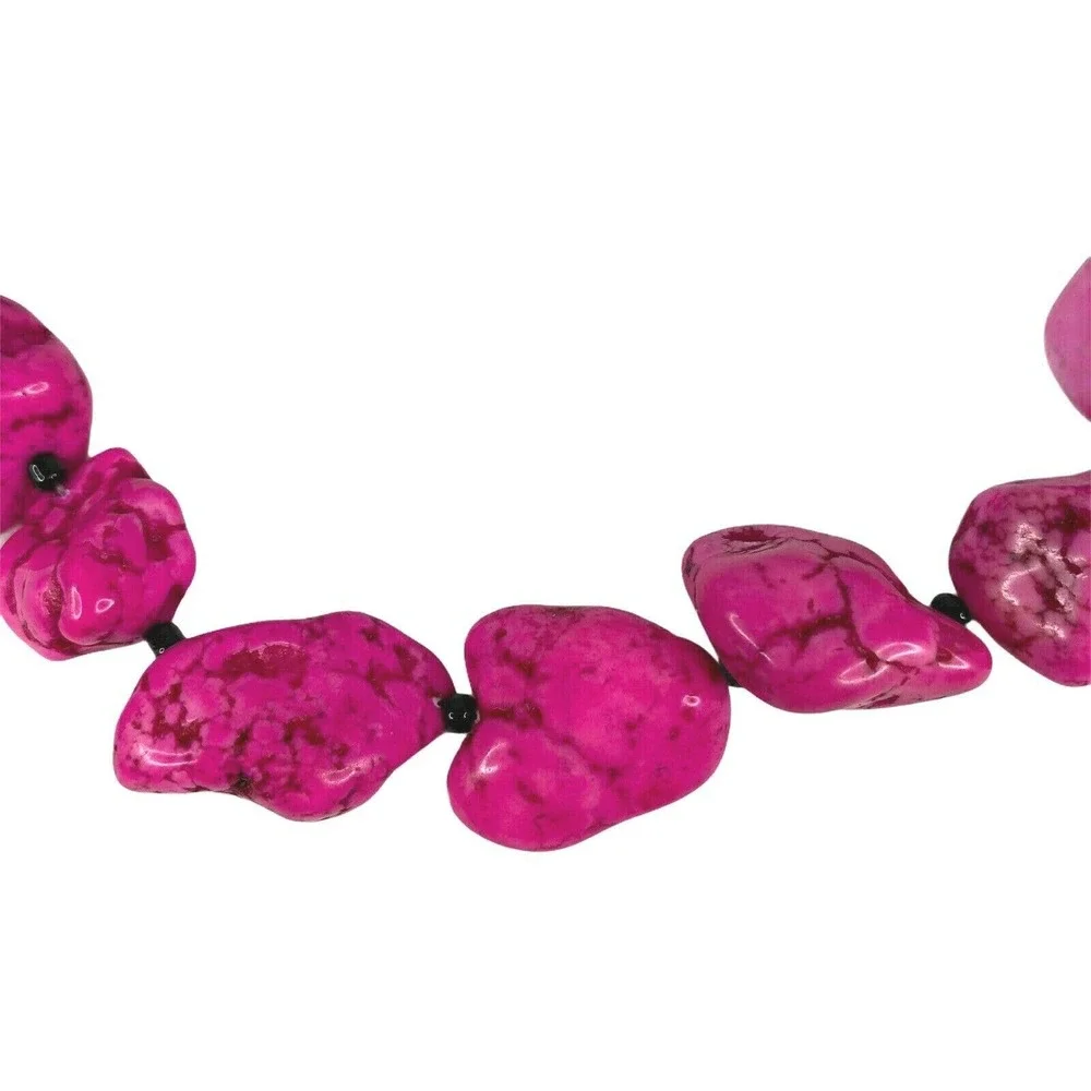 Silver Tone Pink Faux Stone‎ Necklace Earrings Set